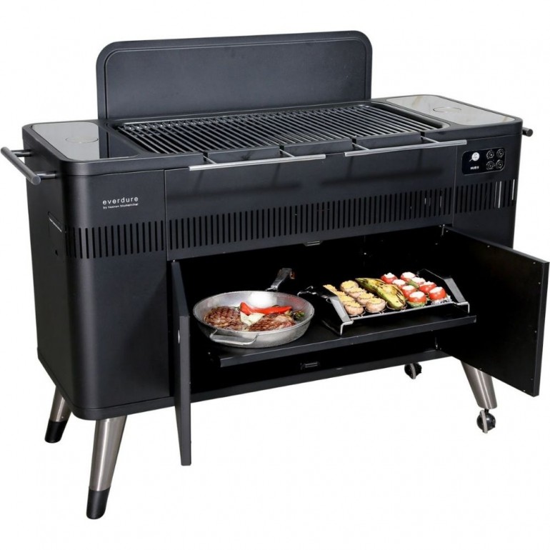 Barbecue HUB II™ Griglia a Carbone di Everdure by Heston Blumenthal con Sistema di Girarrosto e Accensione del Carbone