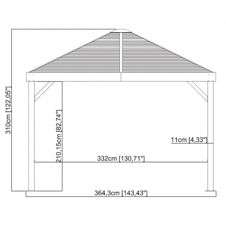 Gazebo in alluminio ed acciaio South Beach 12"x12" 363x363x310 cm by Ezooza