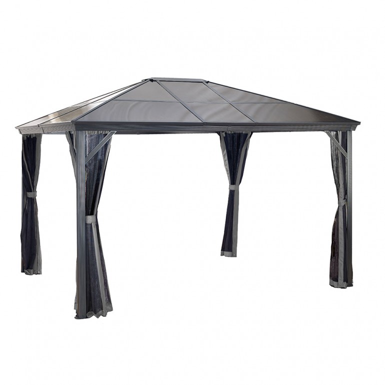 Gazebo in alluminio e copertura in policarbonato resistente Verona 10'x14' 298x423x261 cm by Ezooza